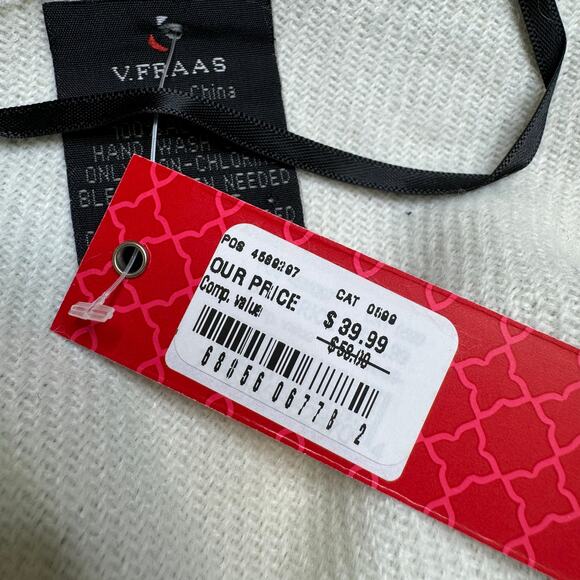 NWT Kelly & Katie V. Fraas Plaid Poncho Fringe Trim Black Beige Ivory OSFM - Picture 10 of 11